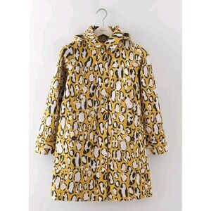 BODEN Coat Yellow Leopard Print Mac Jacket Sz 6P Maximalist‎ Artsy Animal Trench